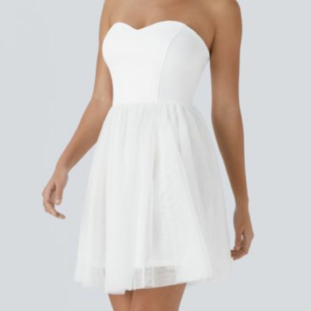 Halara Tube Backless Tiered Contrast Mesh Mini Party Dress White Size XS